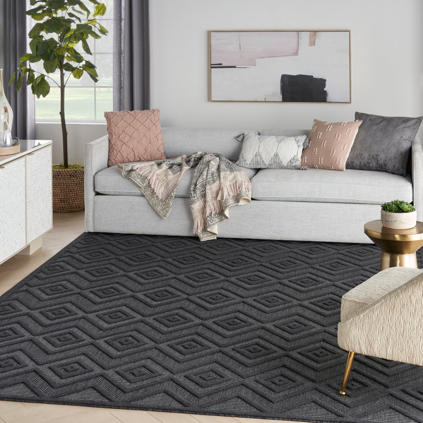 Nourison Versatile 9' x 12' Charcoal Black Modern Rug