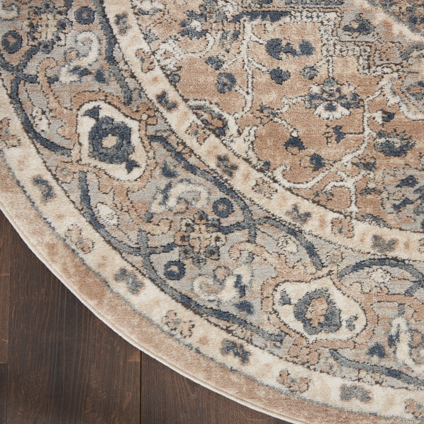Nourison Quarry 5'3" x Round Beige Grey Farmhouse Indoor Rug