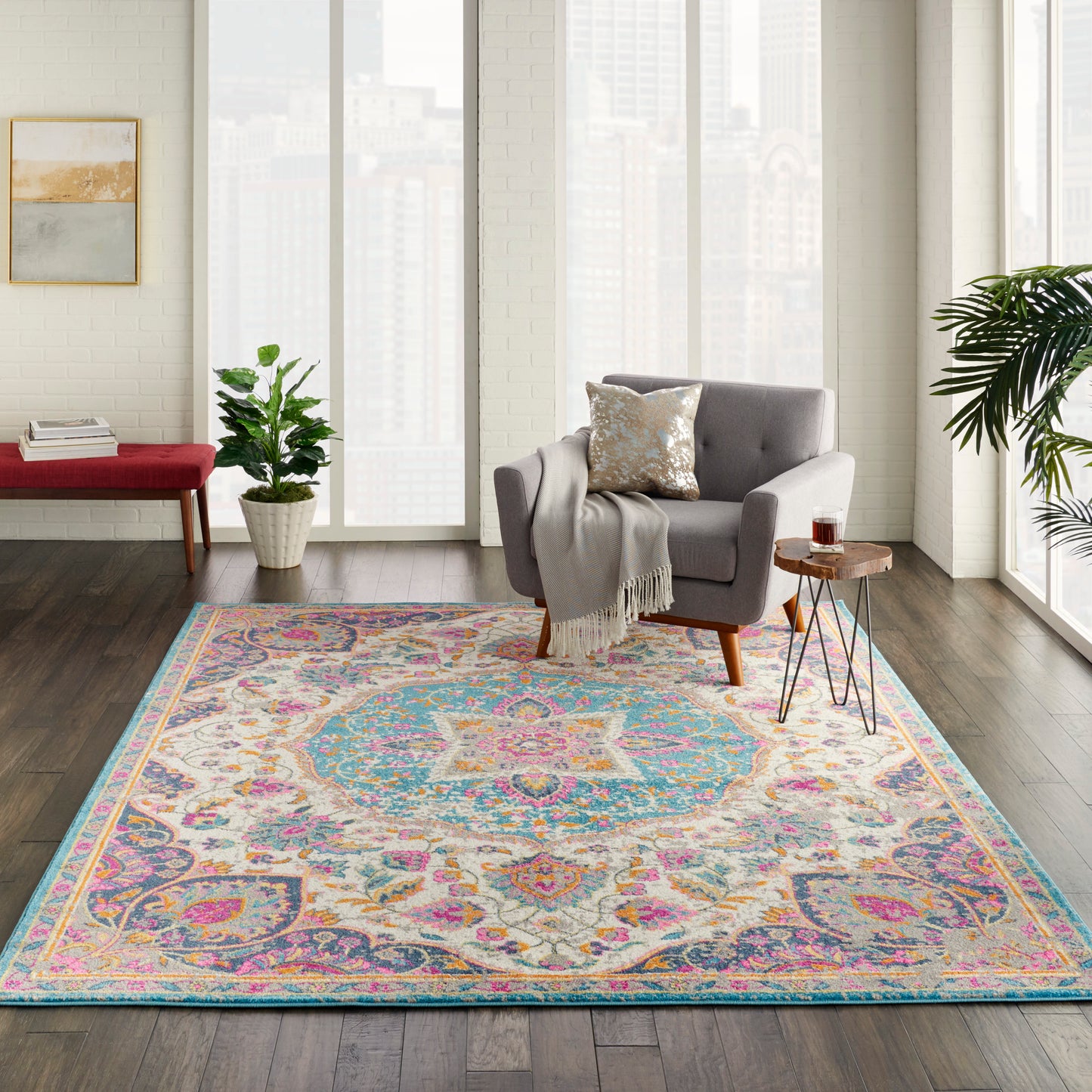 Nourison Passion 6'7" x 9'6" Ivory/Multi Transitional Indoor Rug