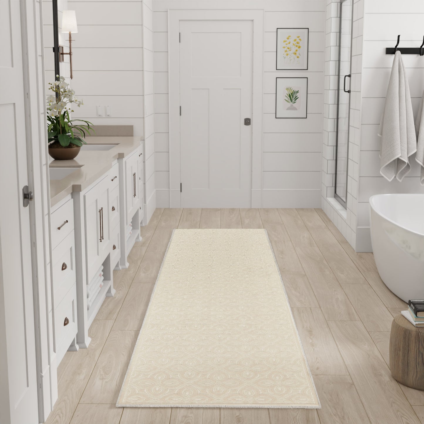 Nourison Washable Charm 2'2" x 10' Ivory Contemporary Indoor Rug