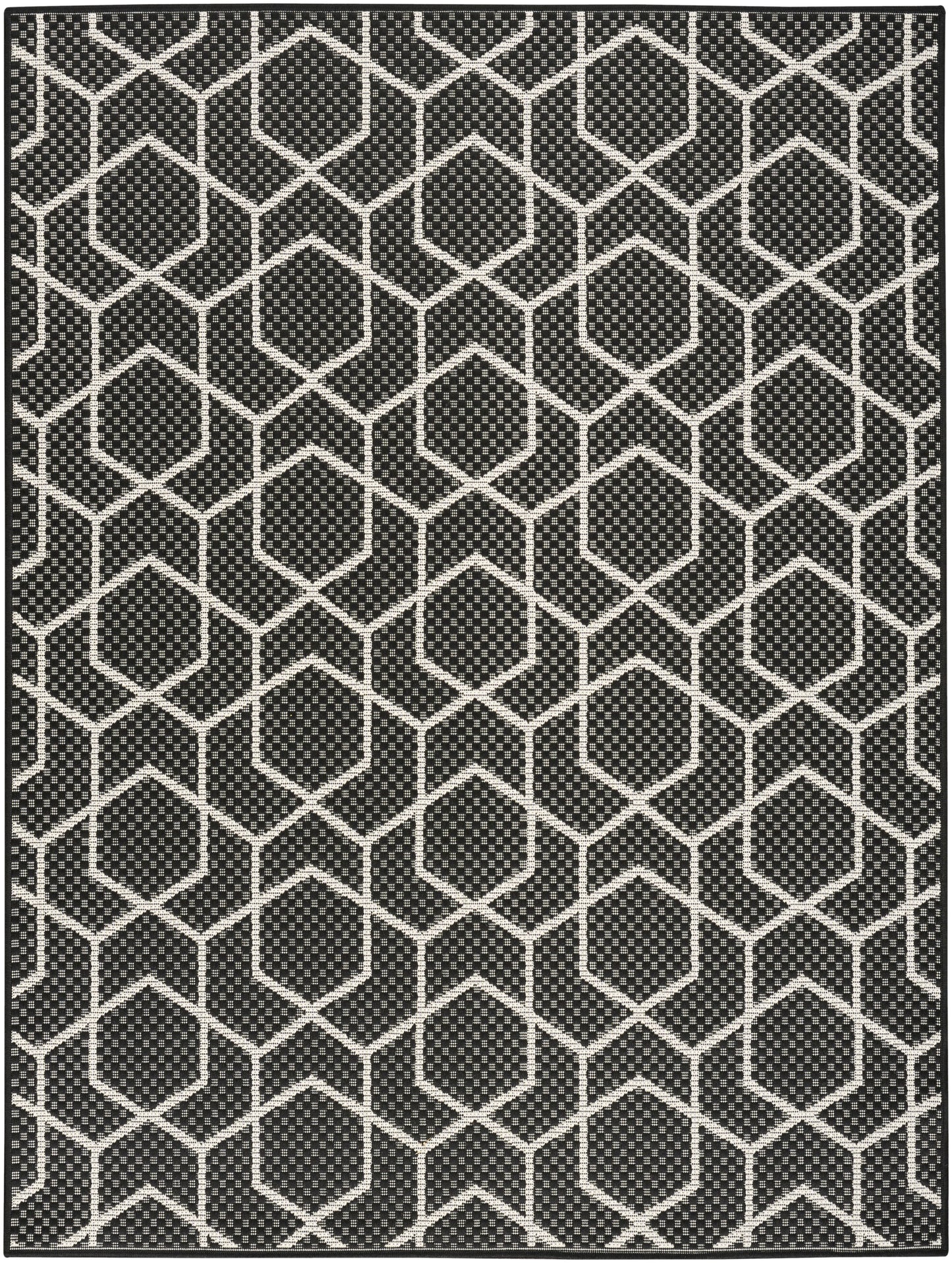 Nourison Horizon Indoor/Outdoor 6' x 9' Black Modern Rug