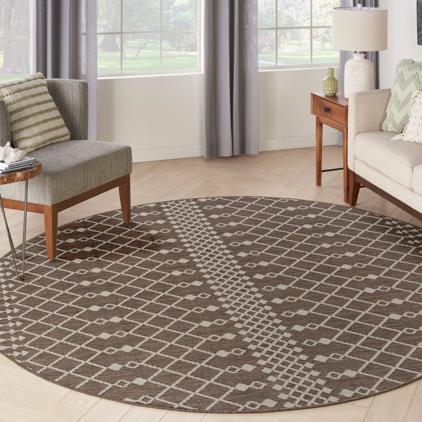 Nourison Positano 6' x Round Natural Modern Rug