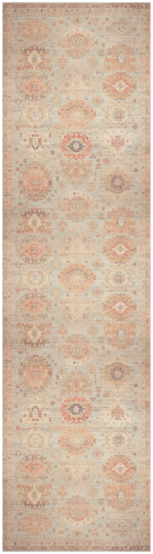Nourison Vintage Washables 2'2" x 8' Sage Multicolor Vintage Indoor Rug