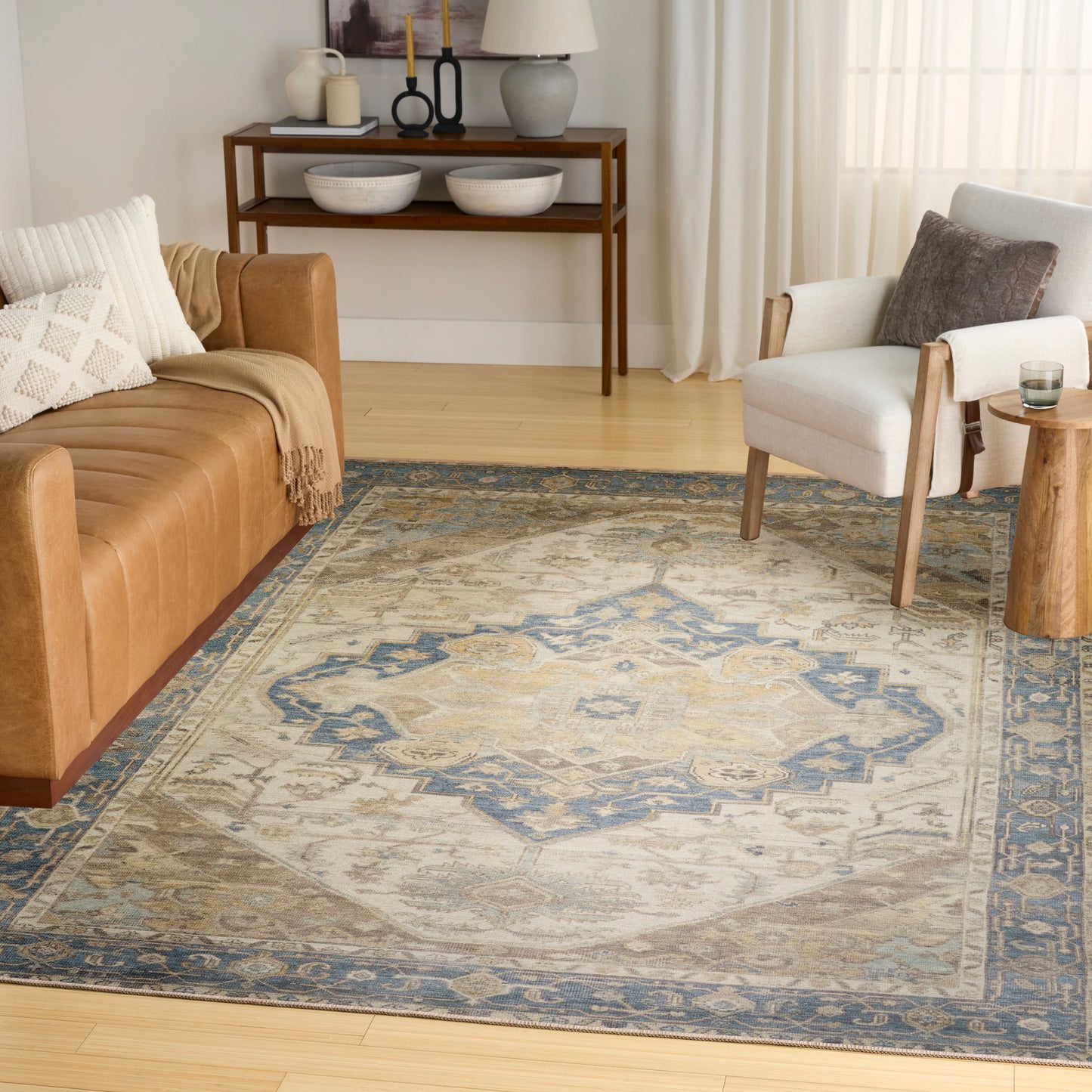 Nourison Vintage Washables 9'10" x 13'2" Blue Green Vintage Indoor Rug