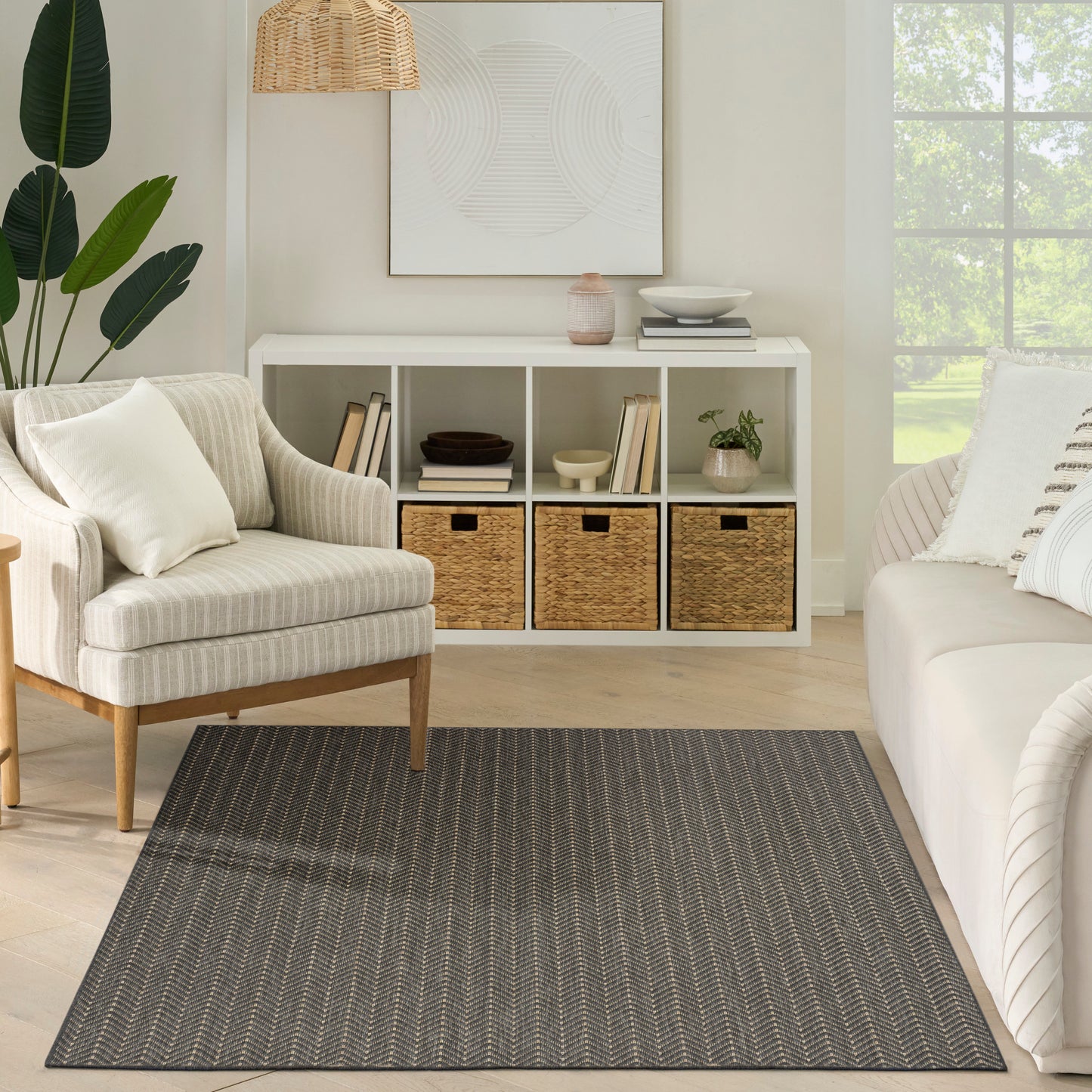 Nourison Horizon Indoor/Outdoor 5' x 7' Charcoal Modern Rug
