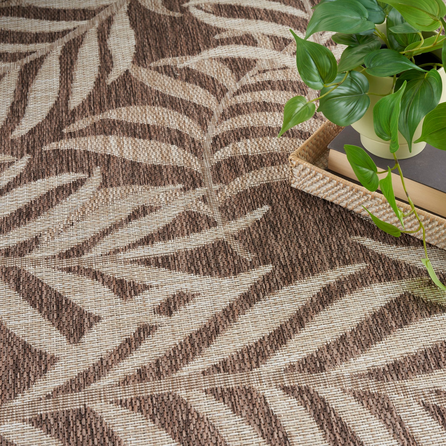 Nourison Garden Oasis 10' x 14' Mocha Tropical Rug