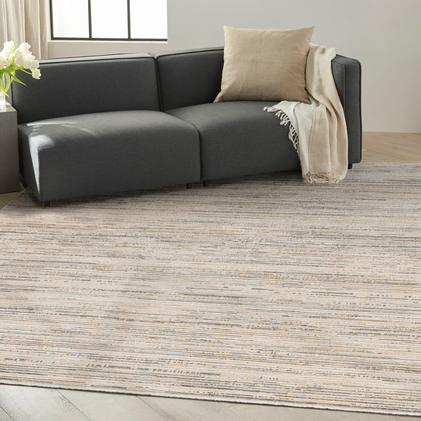 Calvin Klein CK078 Summit 7'10" x 10'2" Ivory Multicolor Modern Indoor Rug