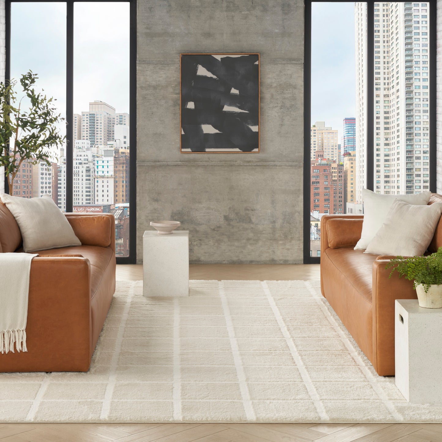 DKNY West End Ave 7'10" x 9'10" Ivory Modern Indoor Rug