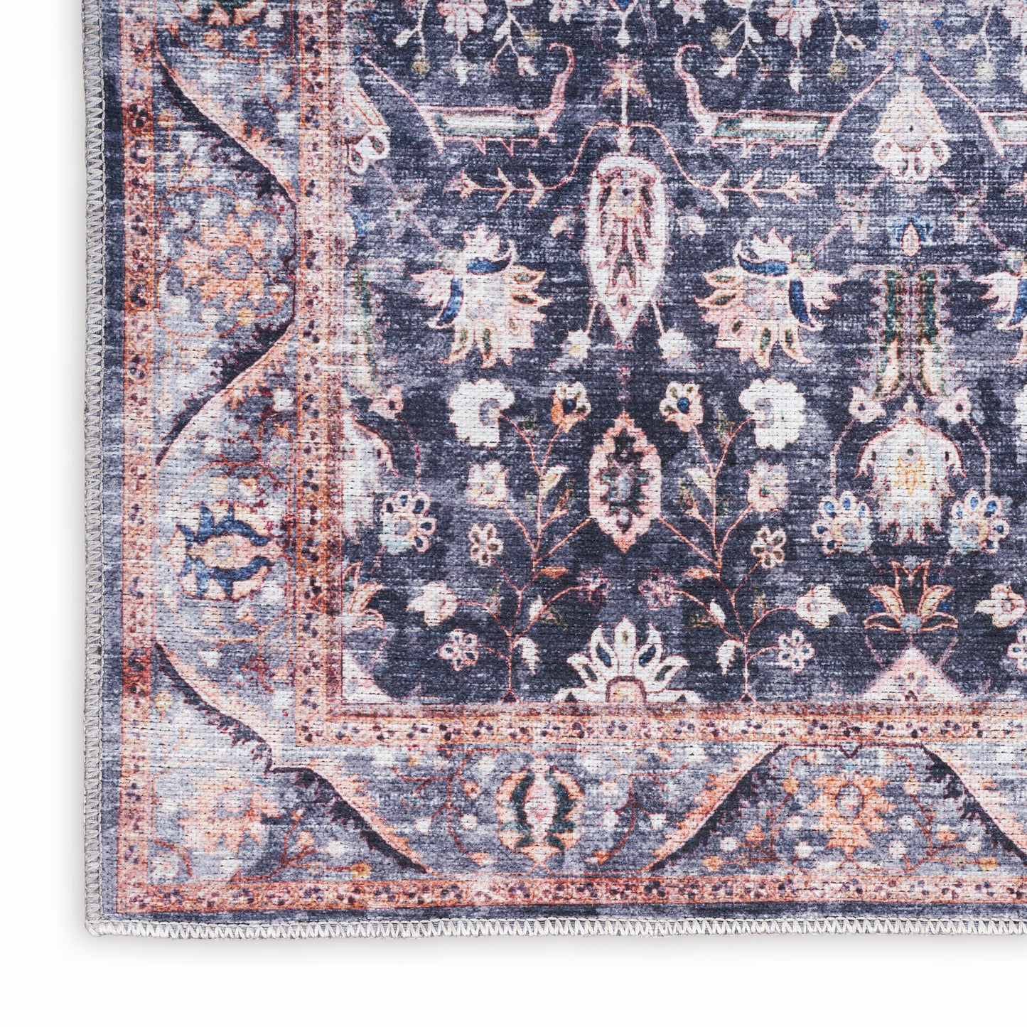 Nourison Grand Washables 4' x 6' Navy Ivory Vintage Indoor Rug