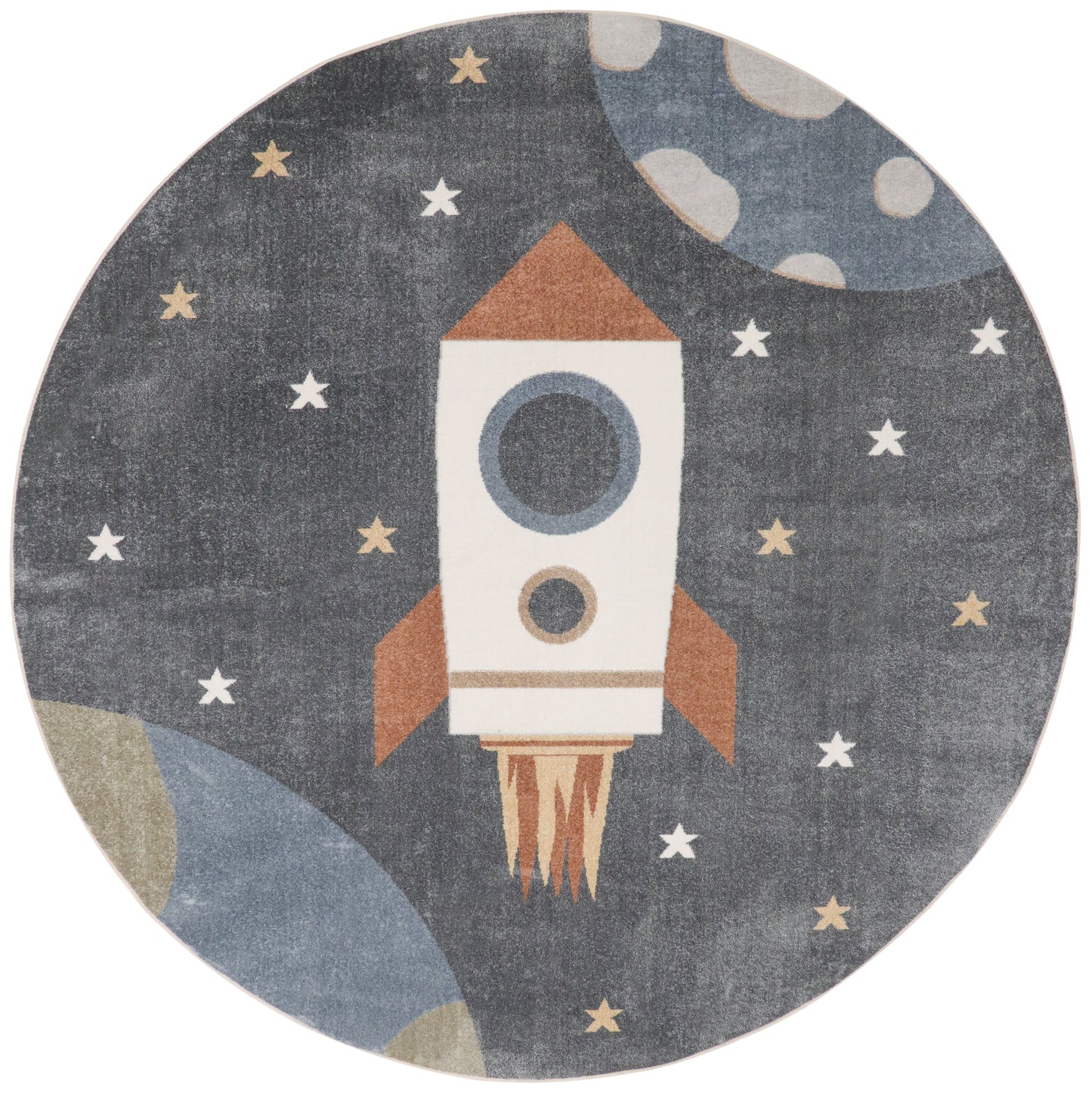 Nourison Astra Machine Washable 7'10" x Round Sky Blue Kids Indoor Rug