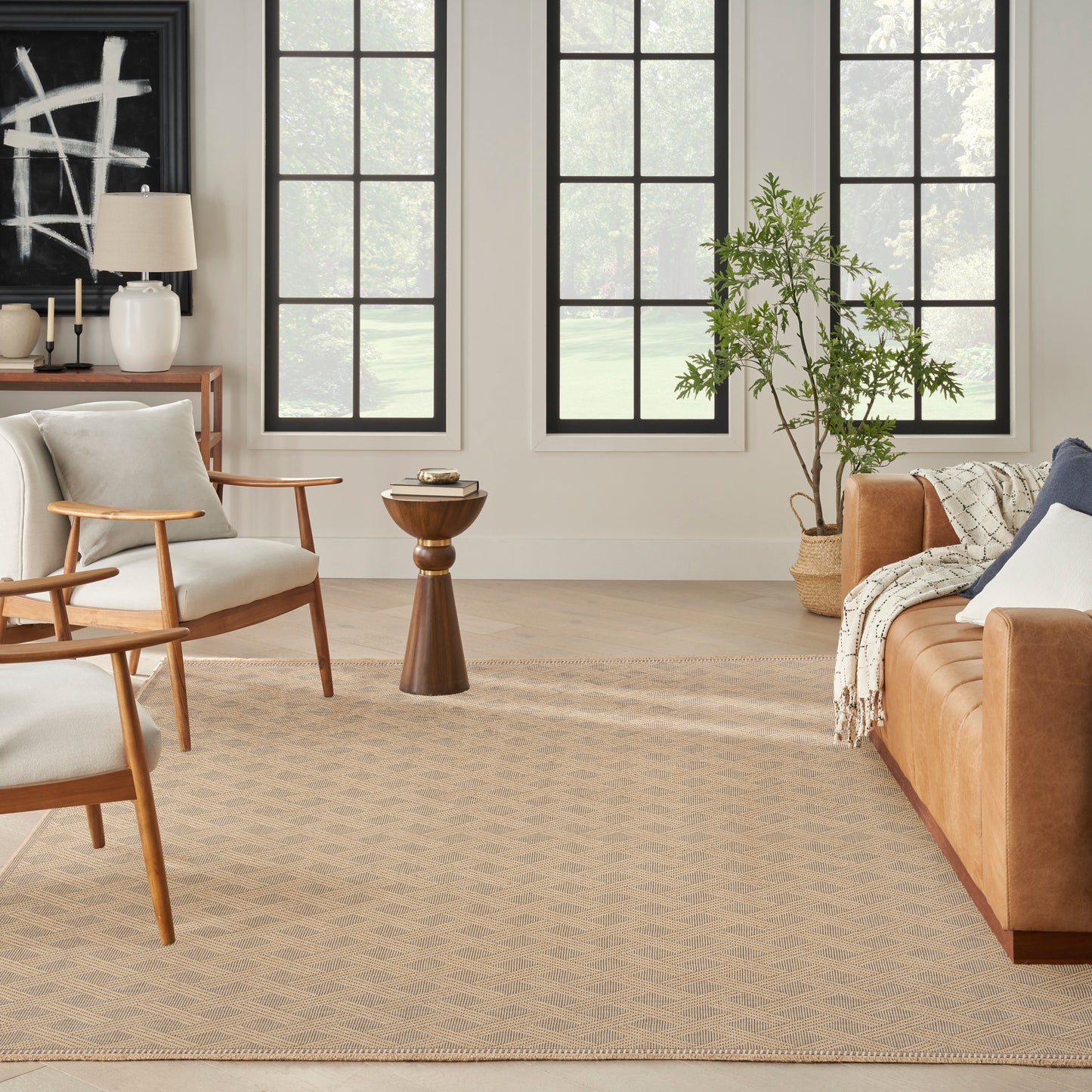 Nourison Washable Jute 7'10" x 9'10" Natural Modern Indoor Rug