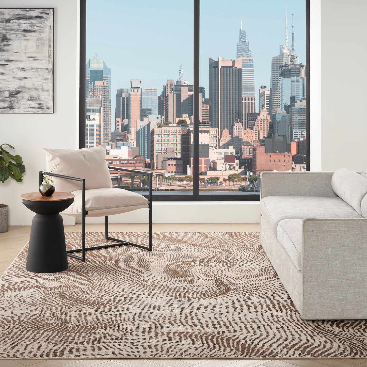 DKNY Central Park West 7'10" x 9'10" Beige Brown Modern Indoor Rug