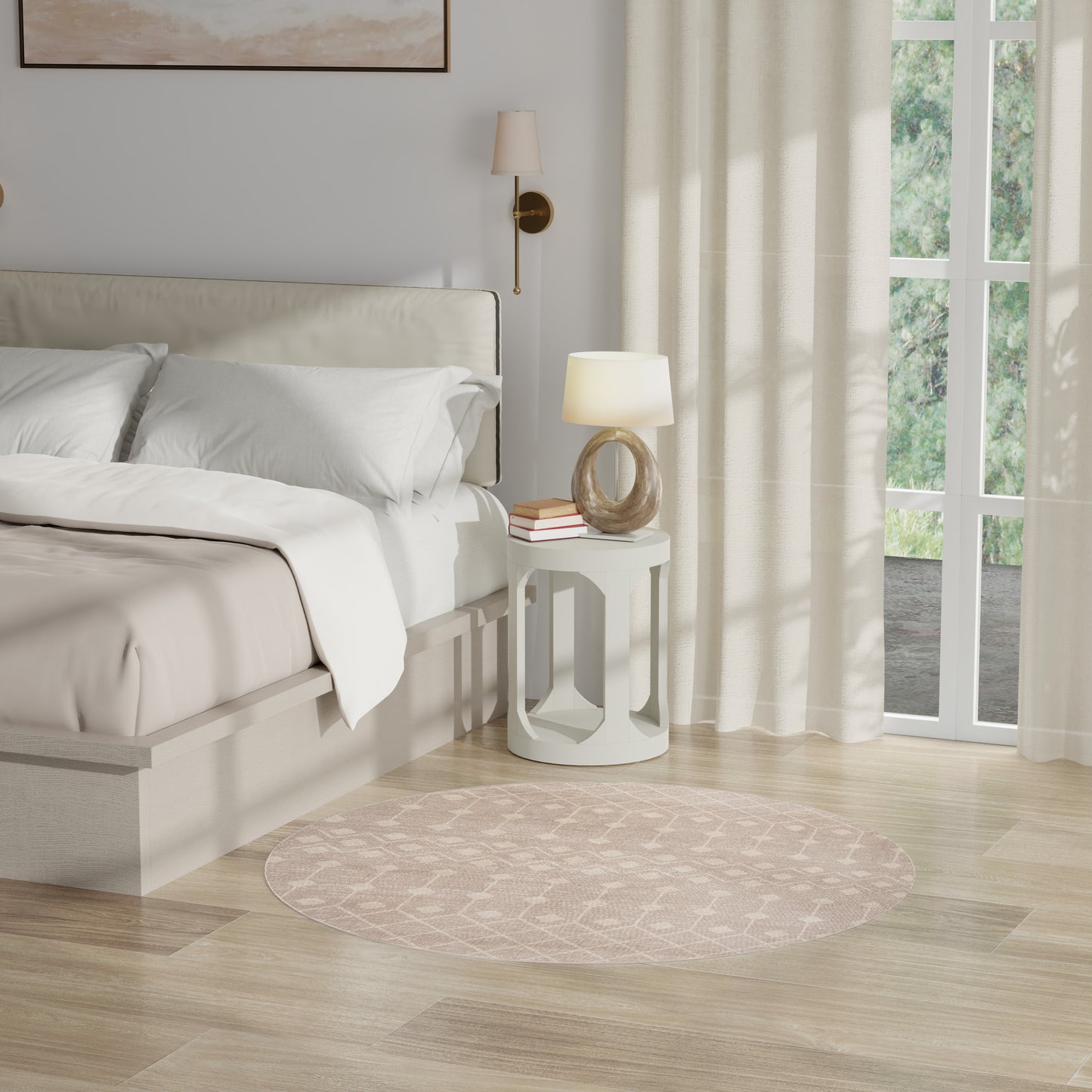 Nourison Grafix 5'3" x Round Beige Bohemian Indoor Rug