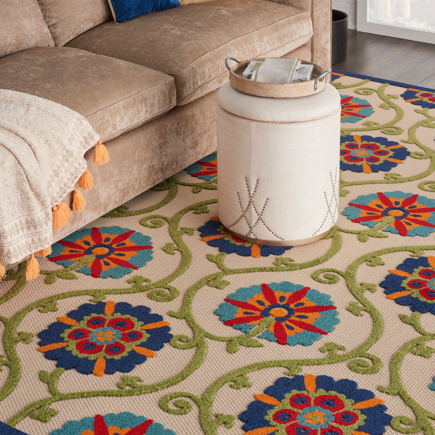 Nourison Aloha 7' x 10' Blue Multicolor Contemporary Rug