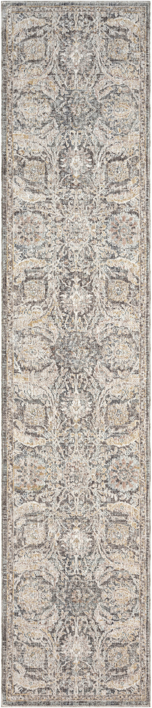 Nourison Antique Fusion 2'2" x 10' Charcoal Multicolor Vintage Indoor Rug