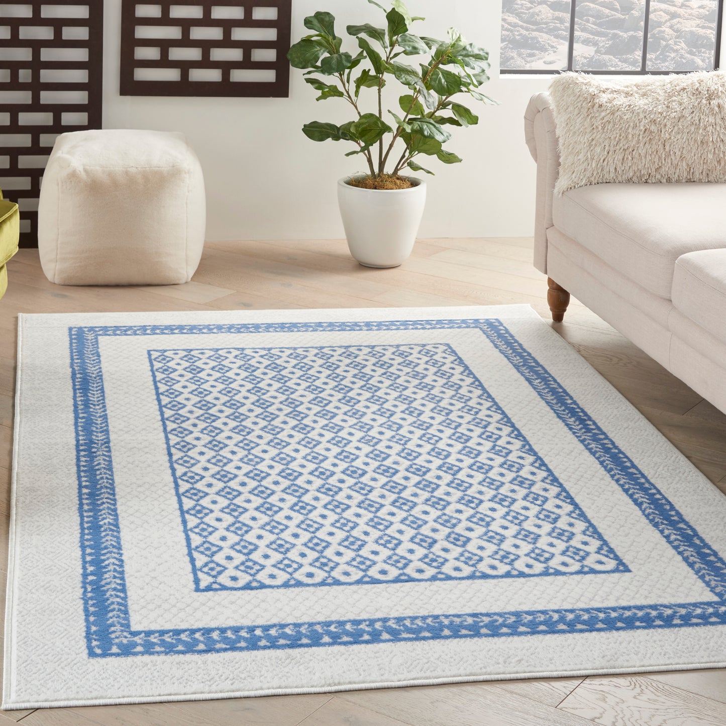 Nourison Whimsicle 4' x 6' Ivory Blue Farmhouse Indoor Rug