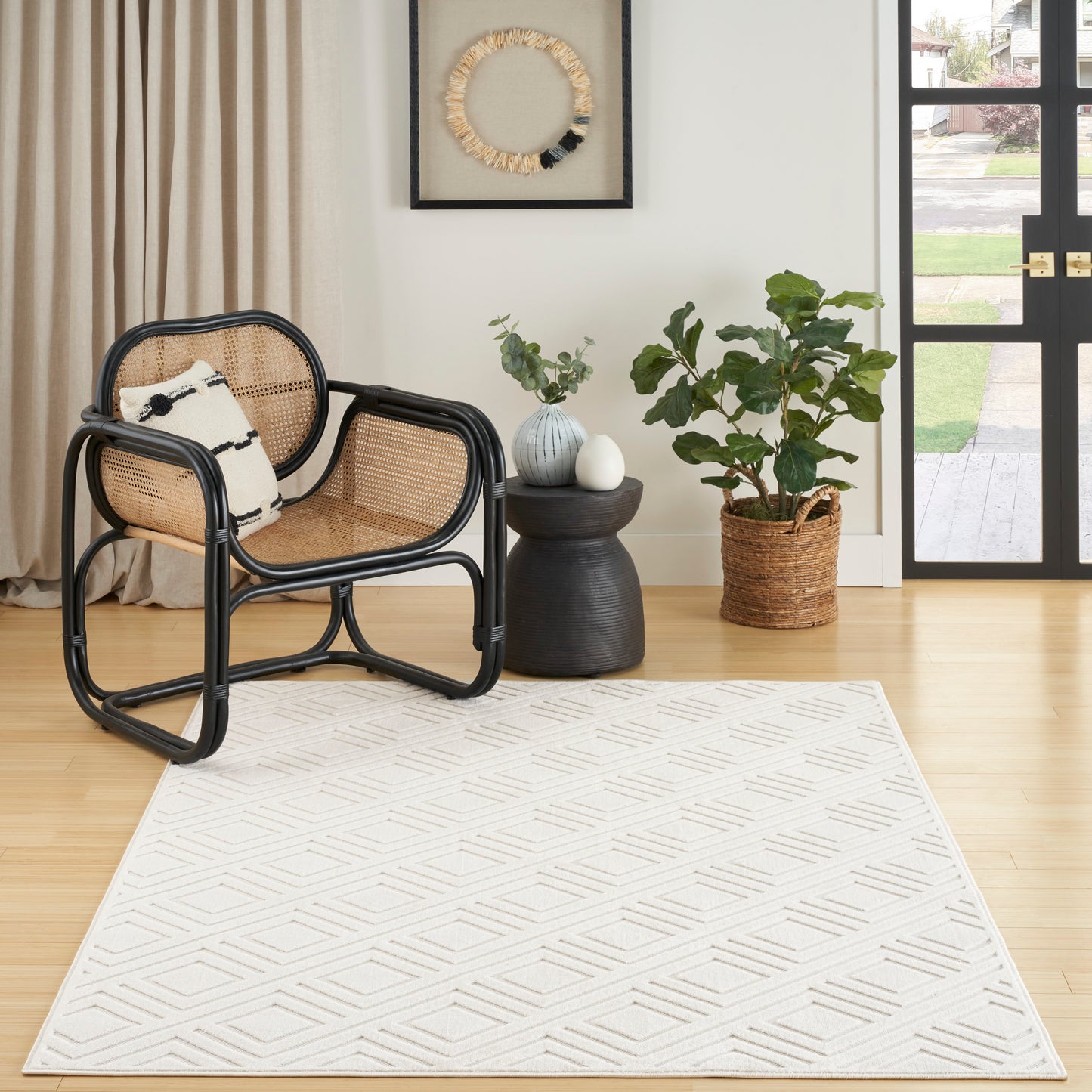 Nourison Care Free 3'11" x 5'11" Ivory Modern Indoor Rug