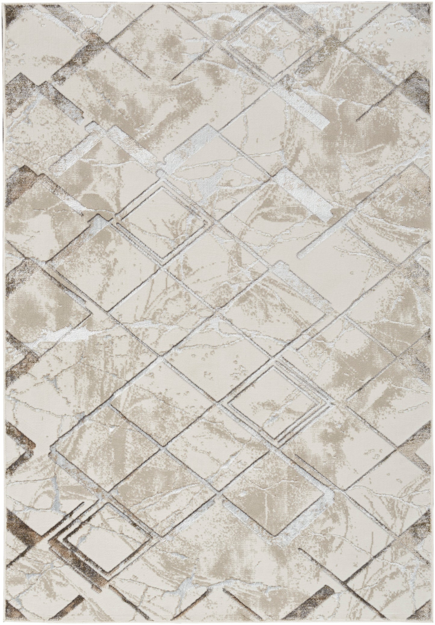 Nourison Glitz 3'11" x 5'11" Ivory/Grey Modern Indoor Rug