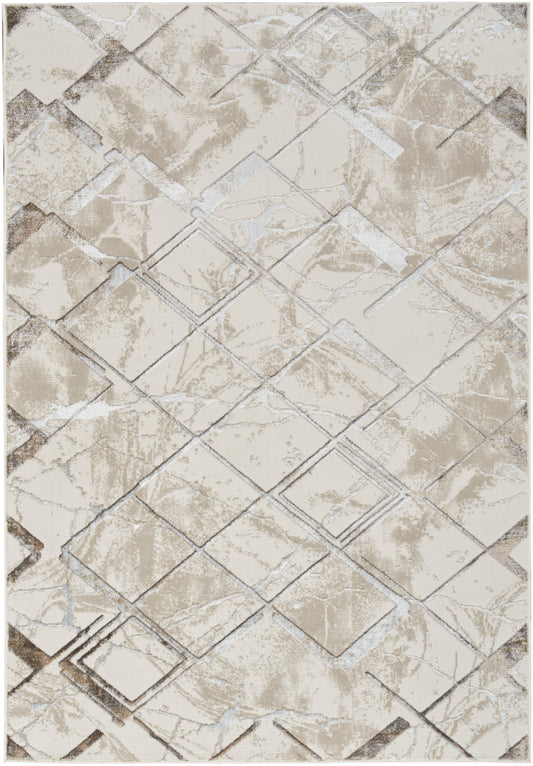 Nourison Glitz 3'11" x 5'11" Ivory/Grey Modern Indoor Rug