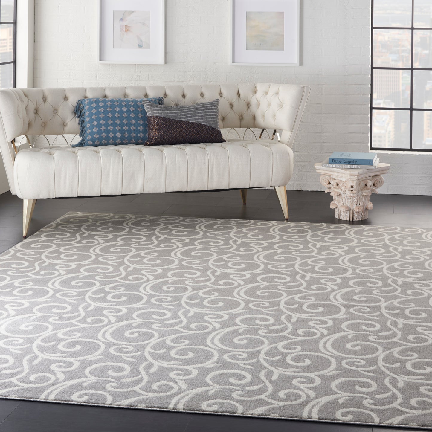 Nourison Grafix 8'6" x 12' Grey Contemporary Indoor Rug