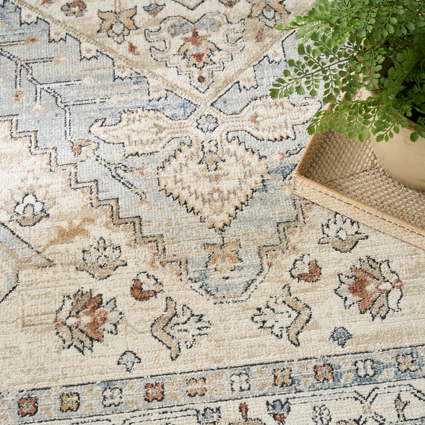 Nourison Pardis 4' x 6' Blue Taupe Vintage Indoor Rug