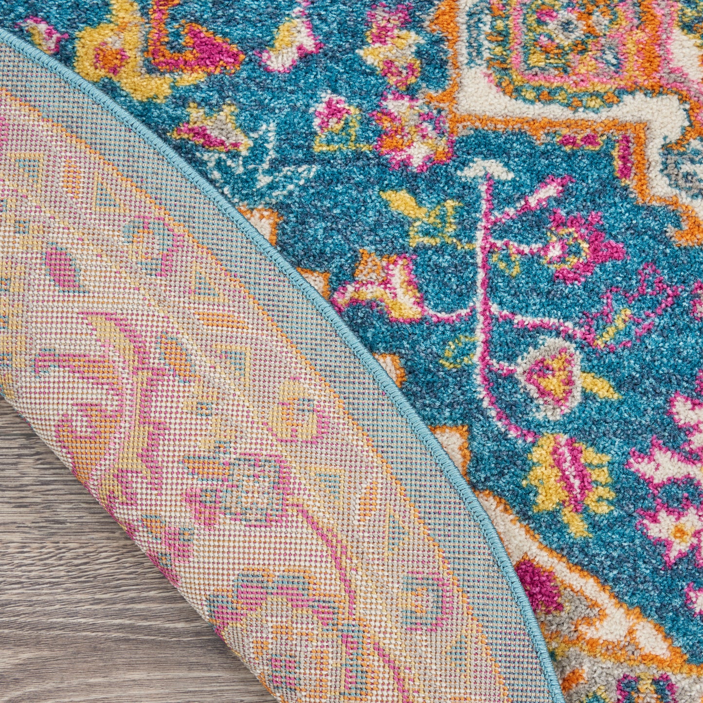 Nourison Passion 4' x Round Teal Multicolor Bohemian Indoor Rug