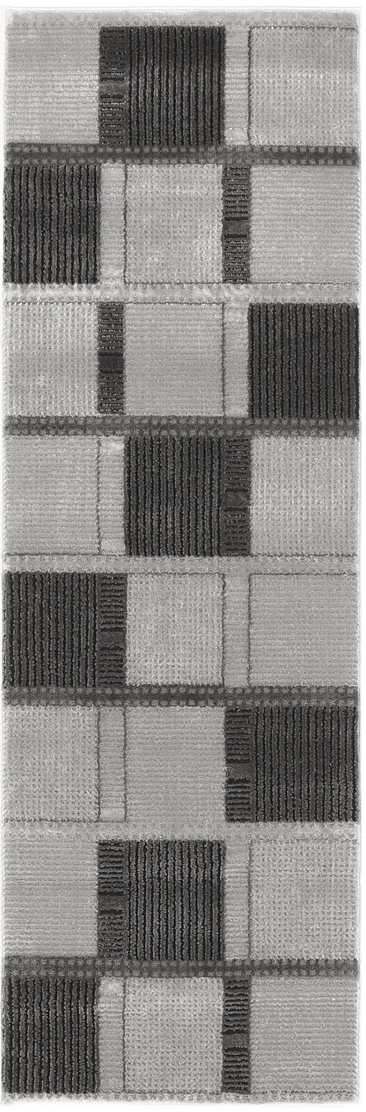 Nourison Nordic 2' x 6' Grey Black Modern Indoor Rug