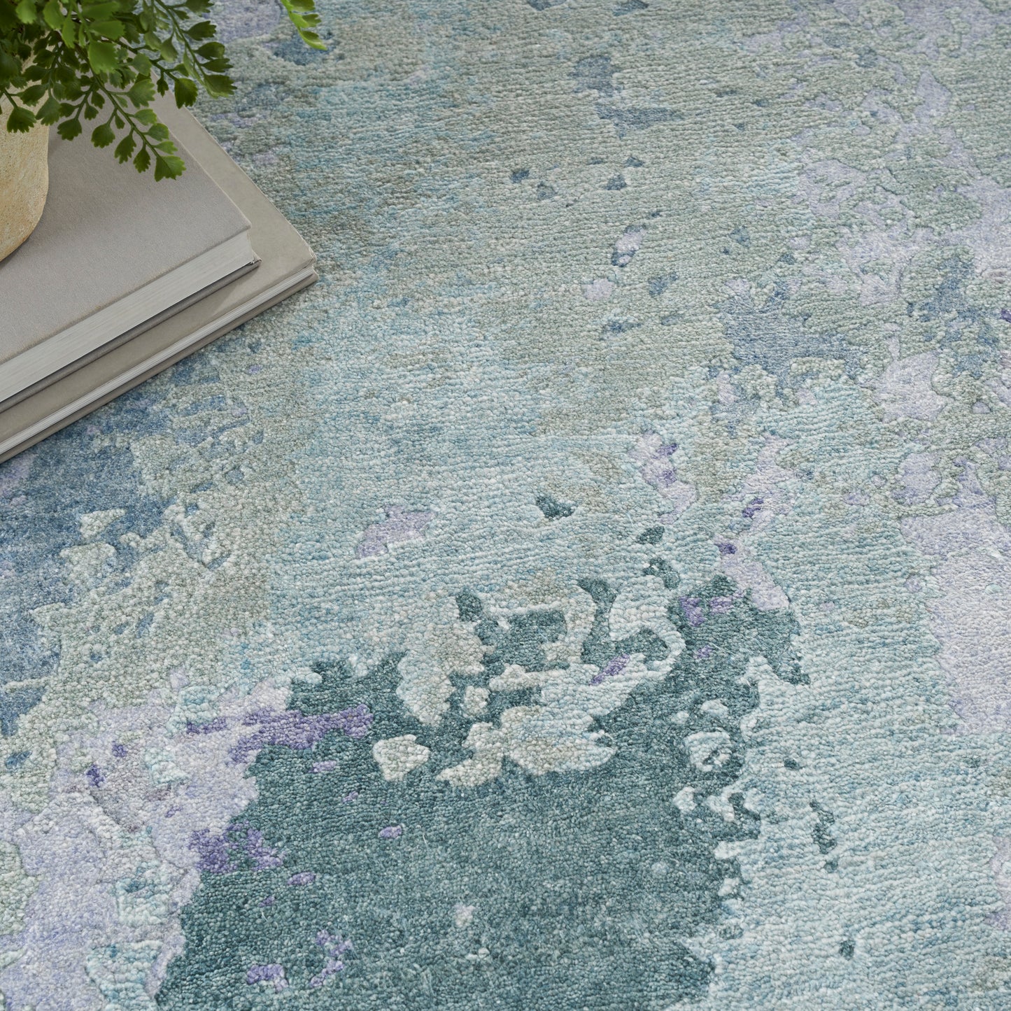 Nourison Silk Shadows 8'6" x 11'6" Blue Green Modern Indoor Rug