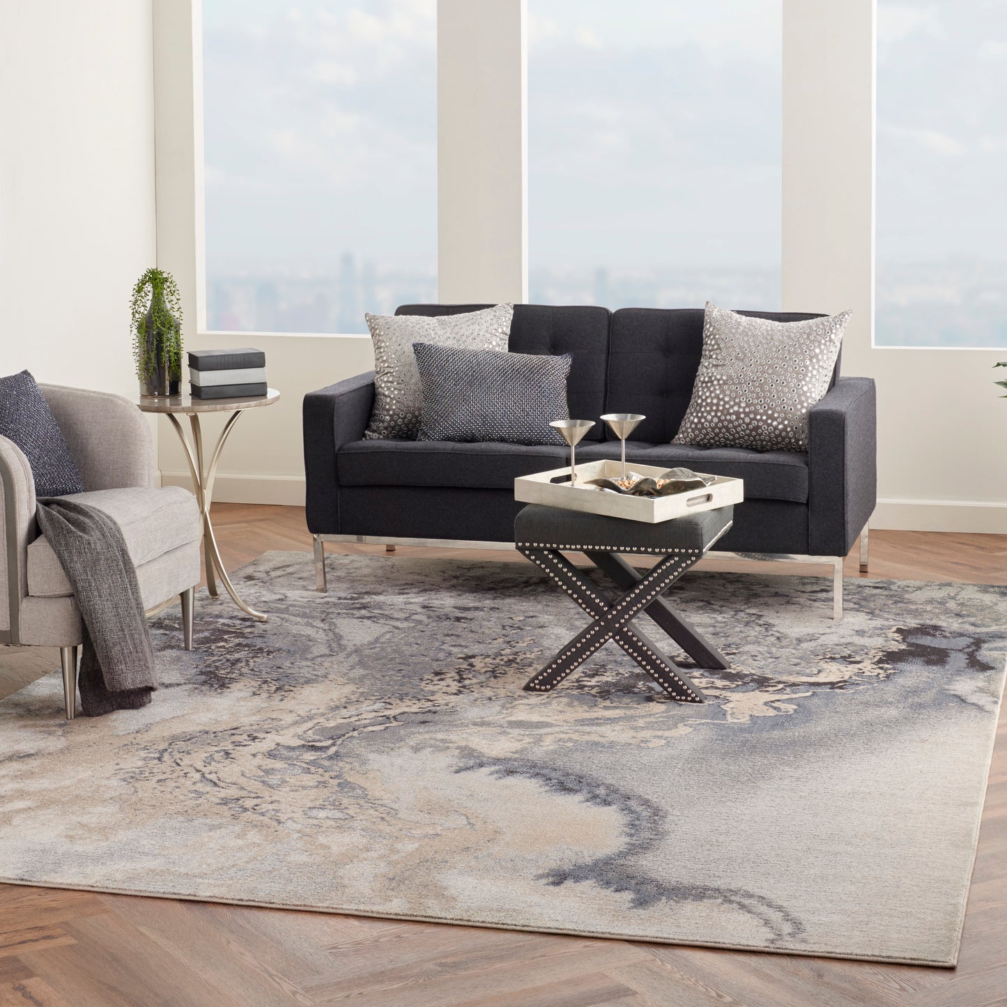 Nourison Maxell 10' x 14' Grey Modern Indoor Rug