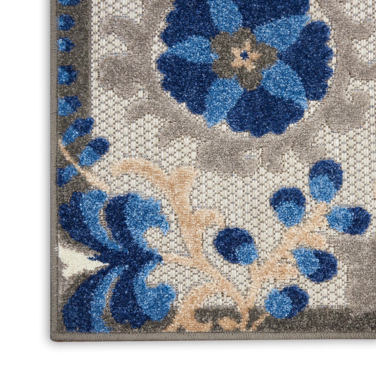 Nourison Aloha 7' x 10' Natural Blue Farmhouse Rug