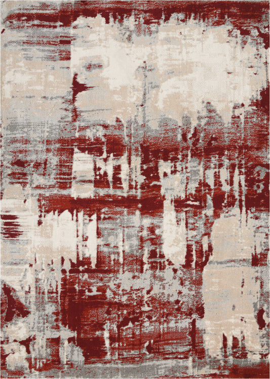 Nourison Maxell 9'3" x 12'9" Ivory/Red Modern Indoor Rug
