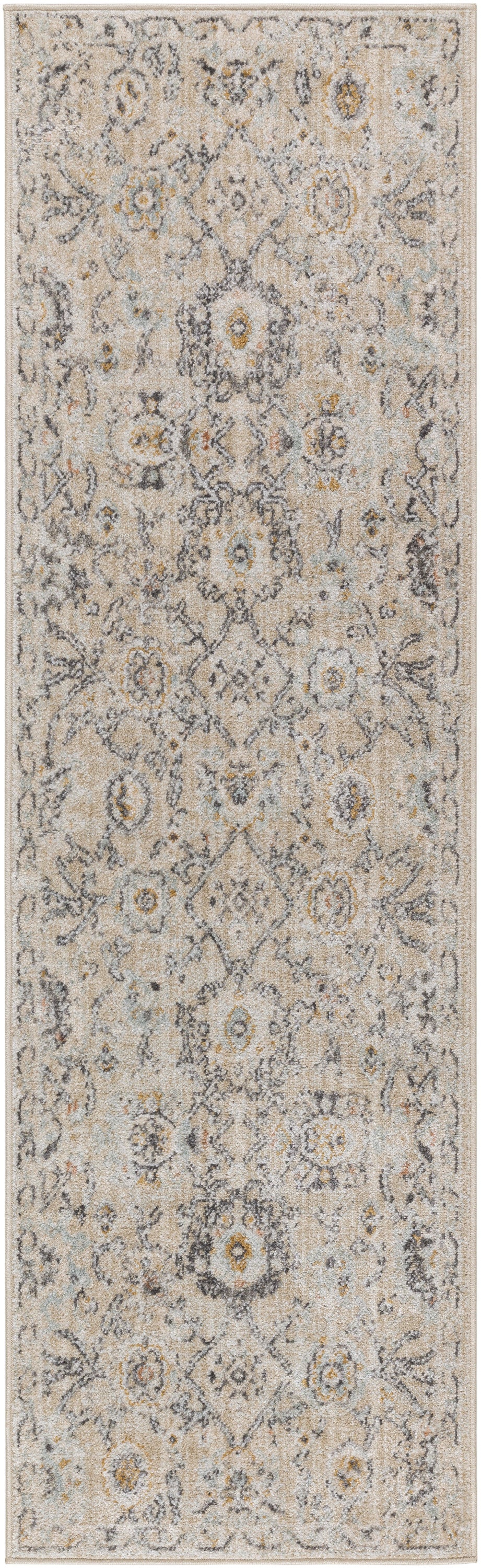 Nourison Oushak Home 2'3" x 7'6" Cream Vintage Indoor Rug