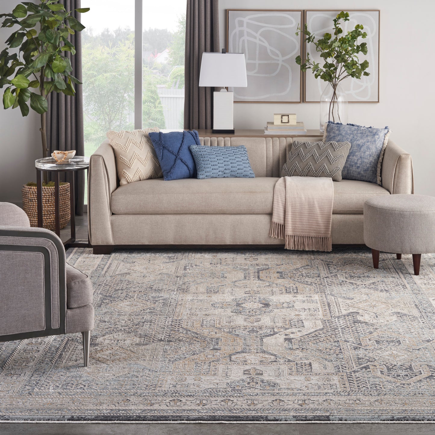 Nourison Lynx 9'10" x 13'6" Ivory Charcoal Vintage Indoor Rug