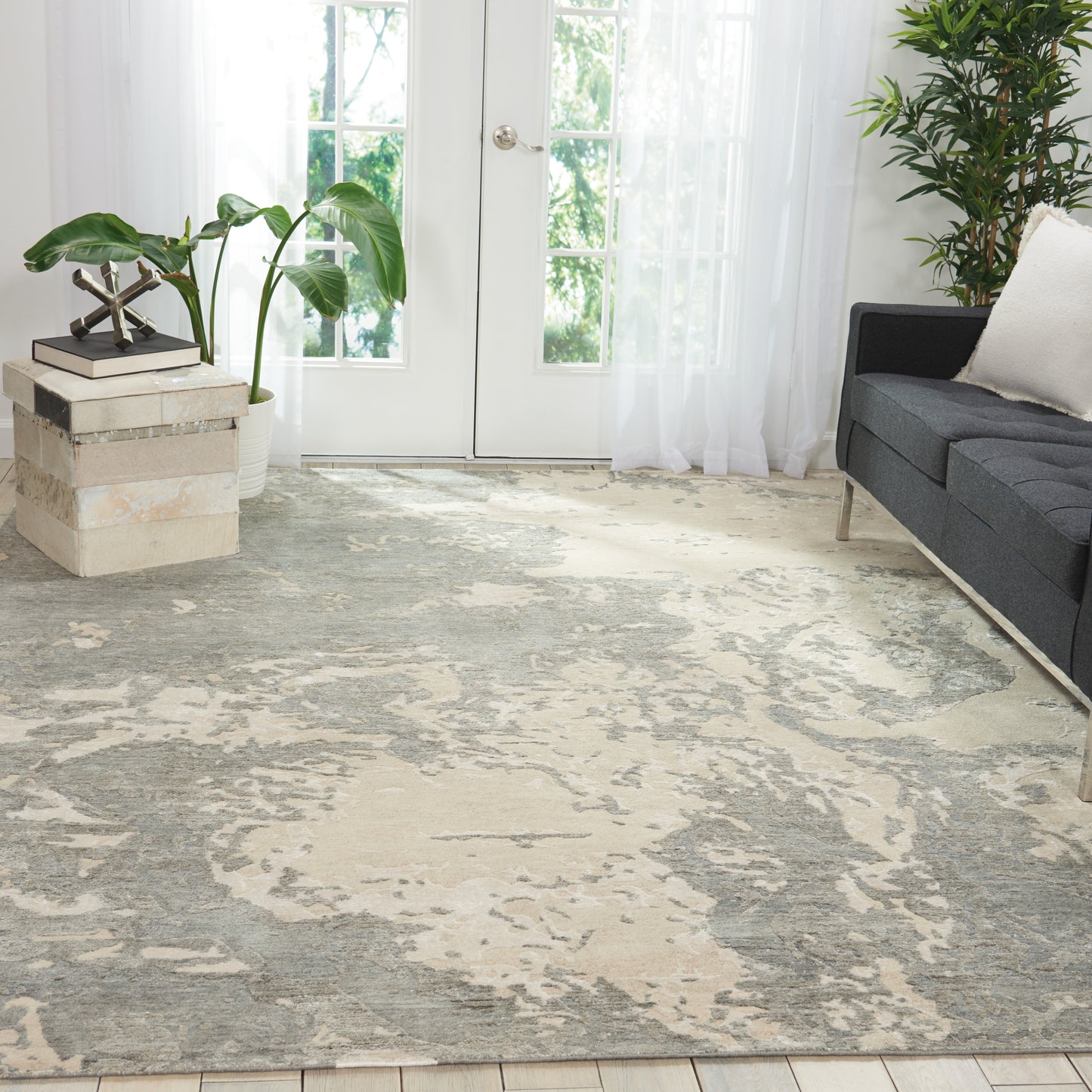 Nourison Silk Shadows 7'9" x 9'9" Sand Modern Indoor Rug