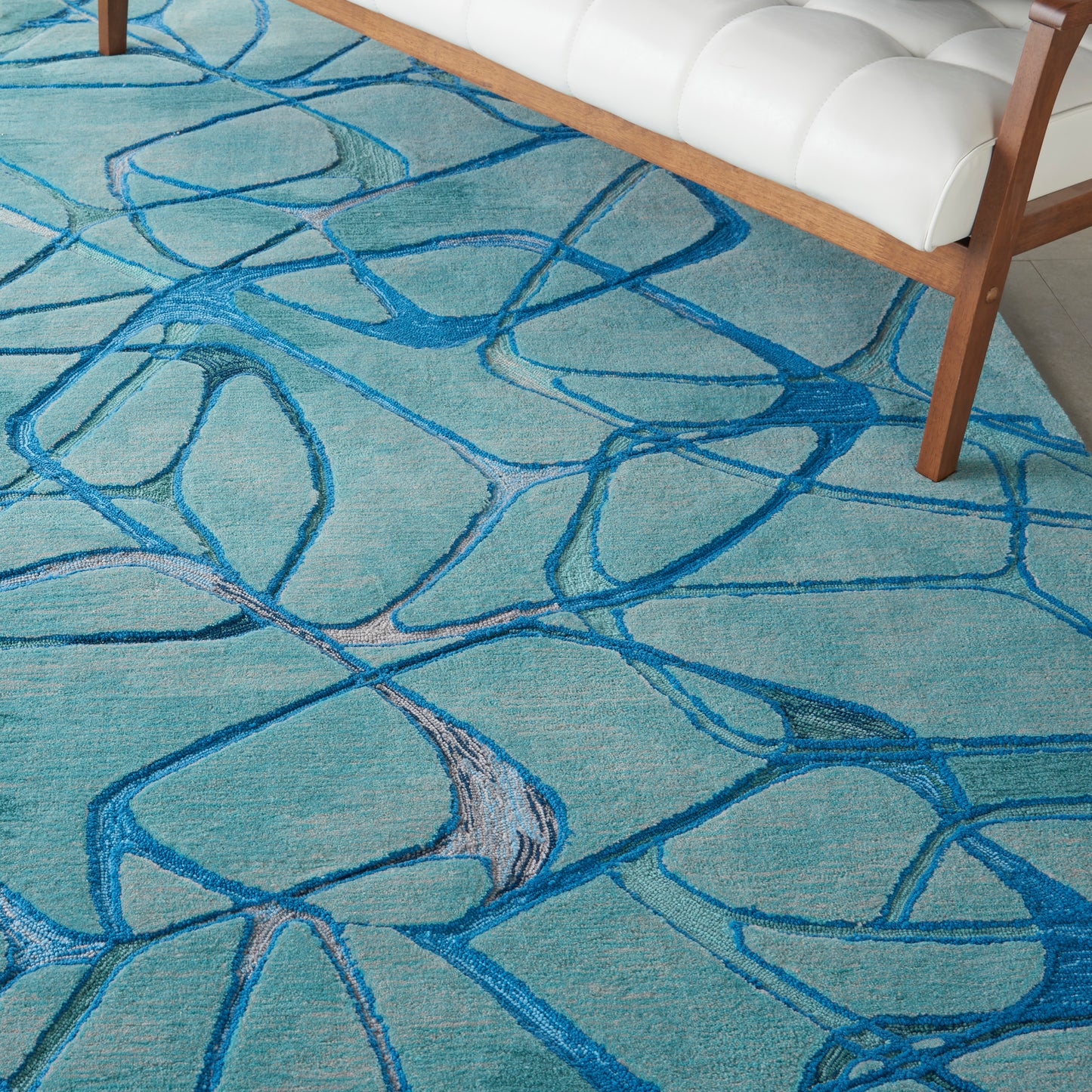 Nourison Symmetry 8'6" x 11'6" Aqua Blue Modern Indoor Rug