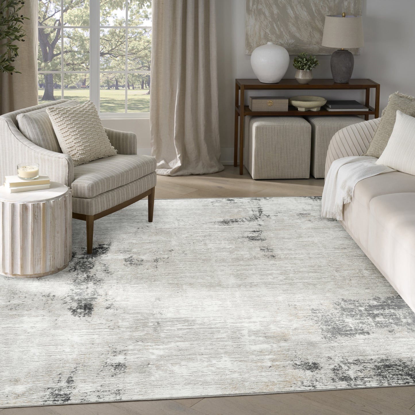 Nourison Dekor 7'10" x 9'10" Grey Charcoal Modern Indoor Rug