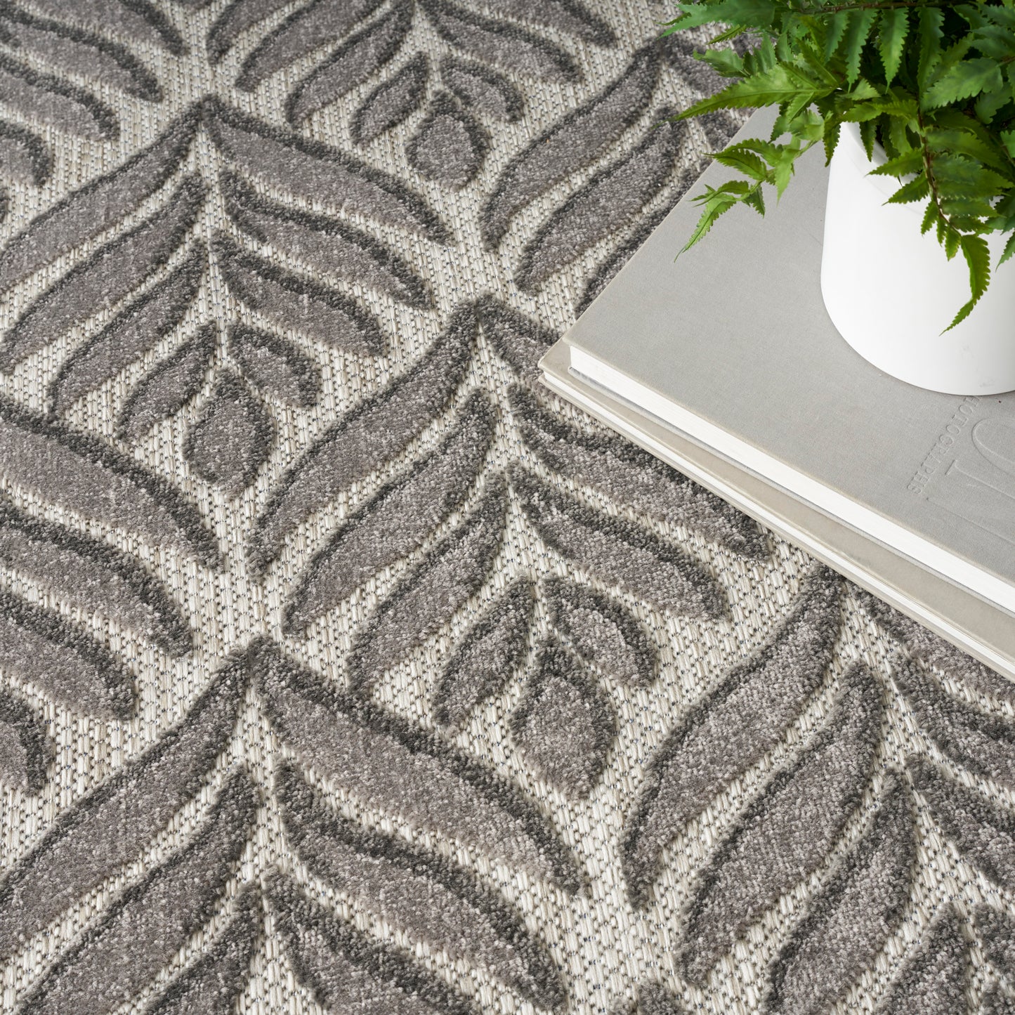 Nourison Aloha 9' x 12' Charcoal Tropical Rug