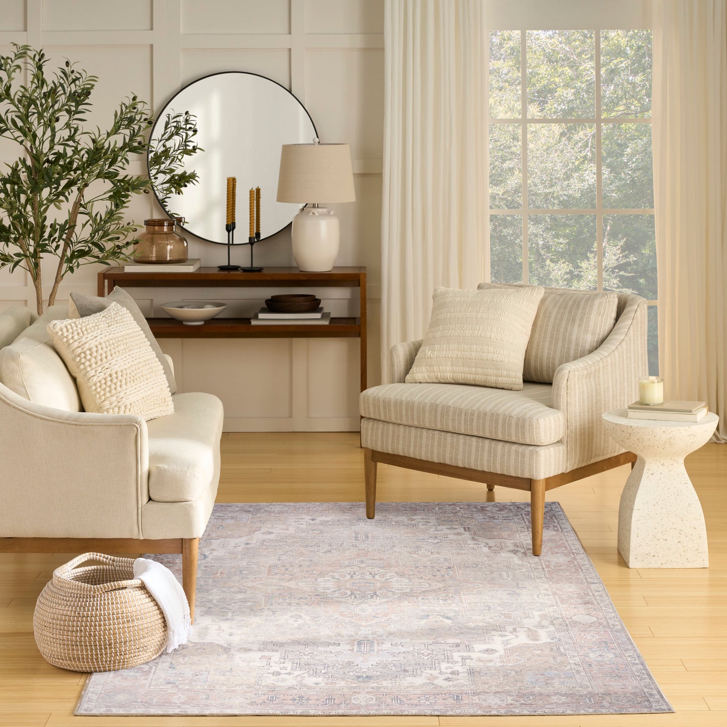 Nourison Vintage Washables 4' x 6' Light Blue Vintage Indoor Rug