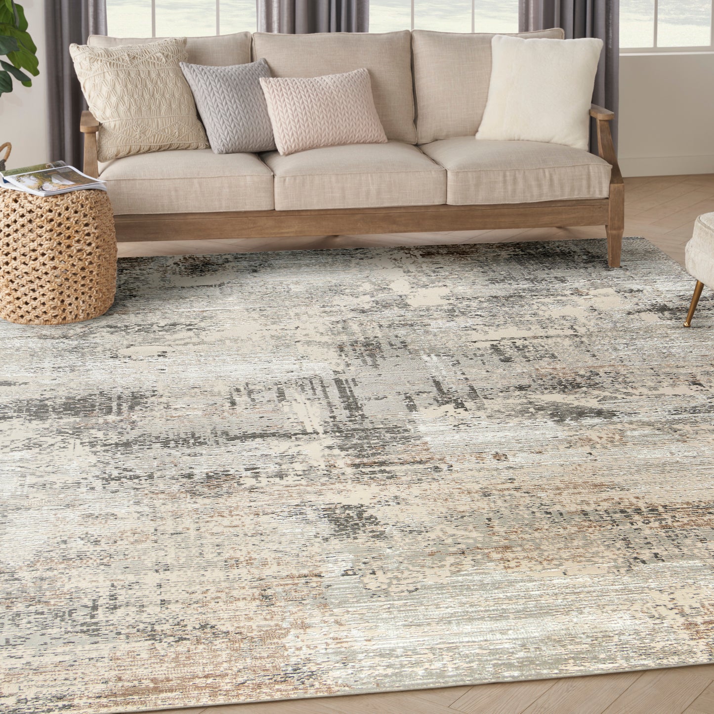 Nourison Sustainable Trends 10' x 14' Beige Grey Modern Indoor Rug