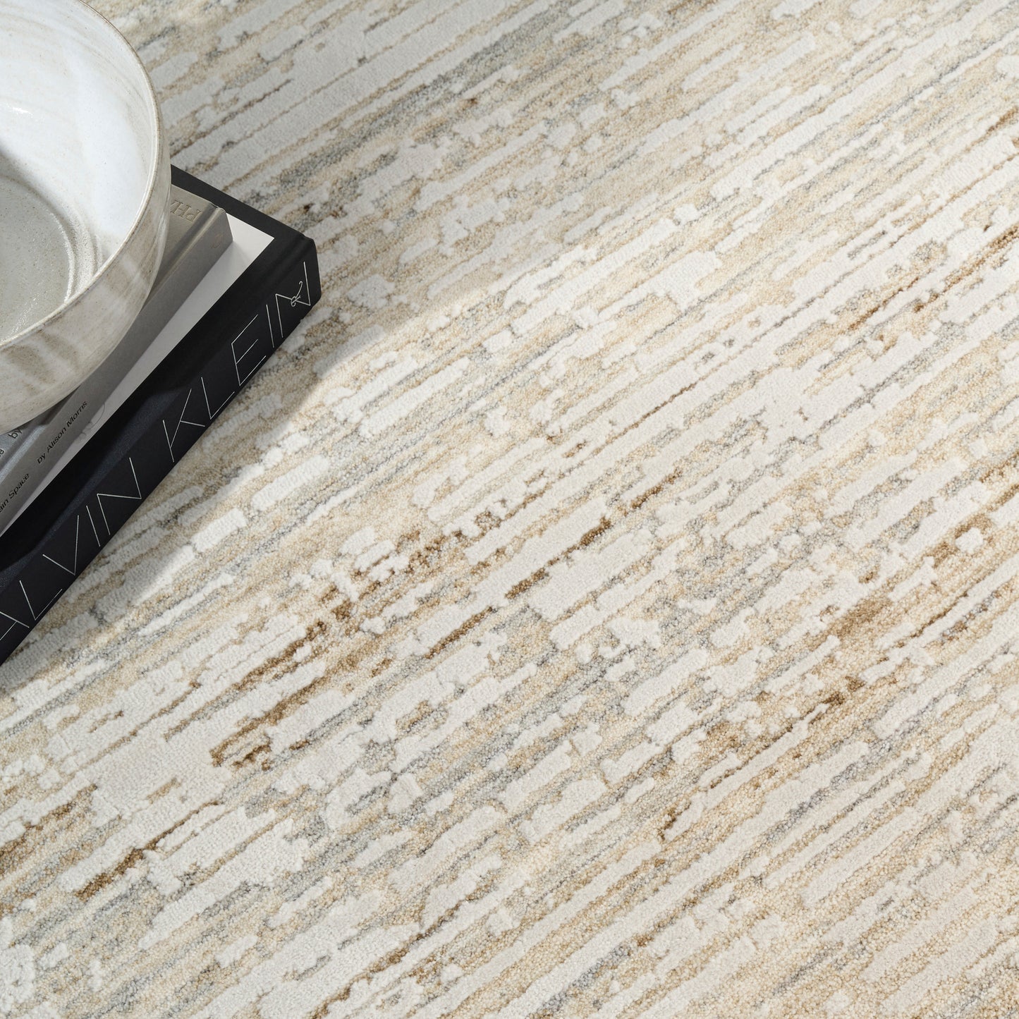 Calvin Klein CK078 Summit 9'10" x 13' Natural Ivory Modern Indoor Rug