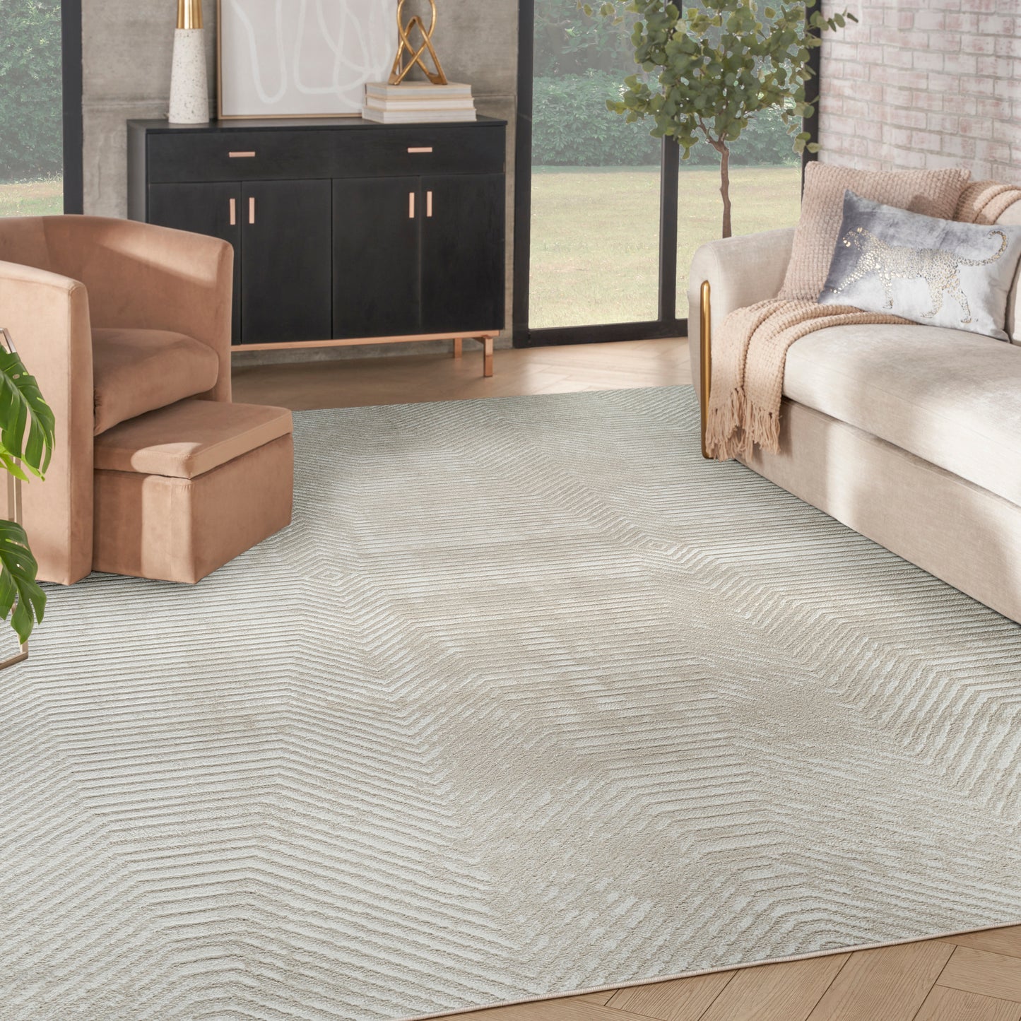 Nourison Dekor 7'10" x 9'10" Ivory Beige Modern Indoor Rug