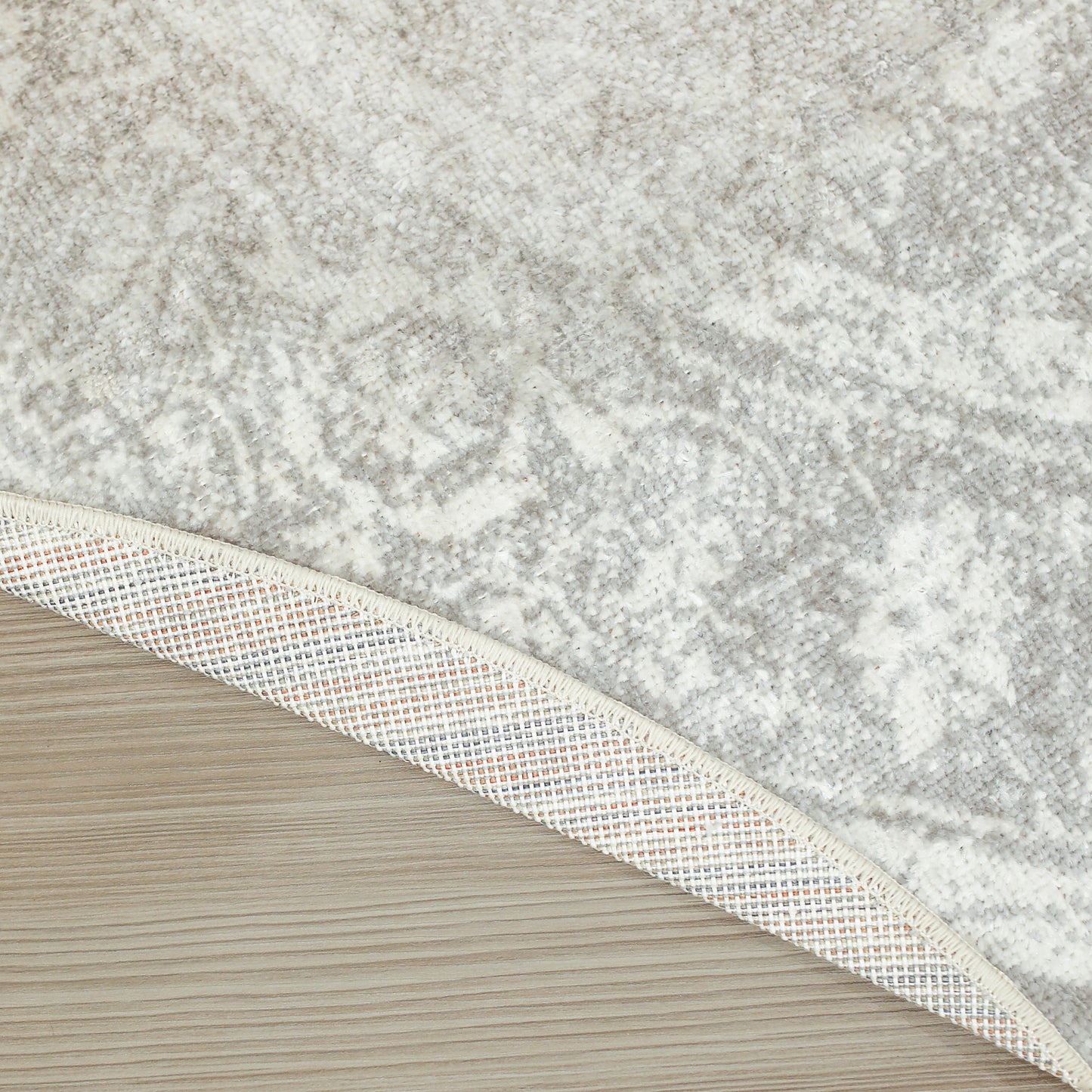 Nourison Astra Machine Washable 7'10" x Round Light Grey Vintage Indoor Rug