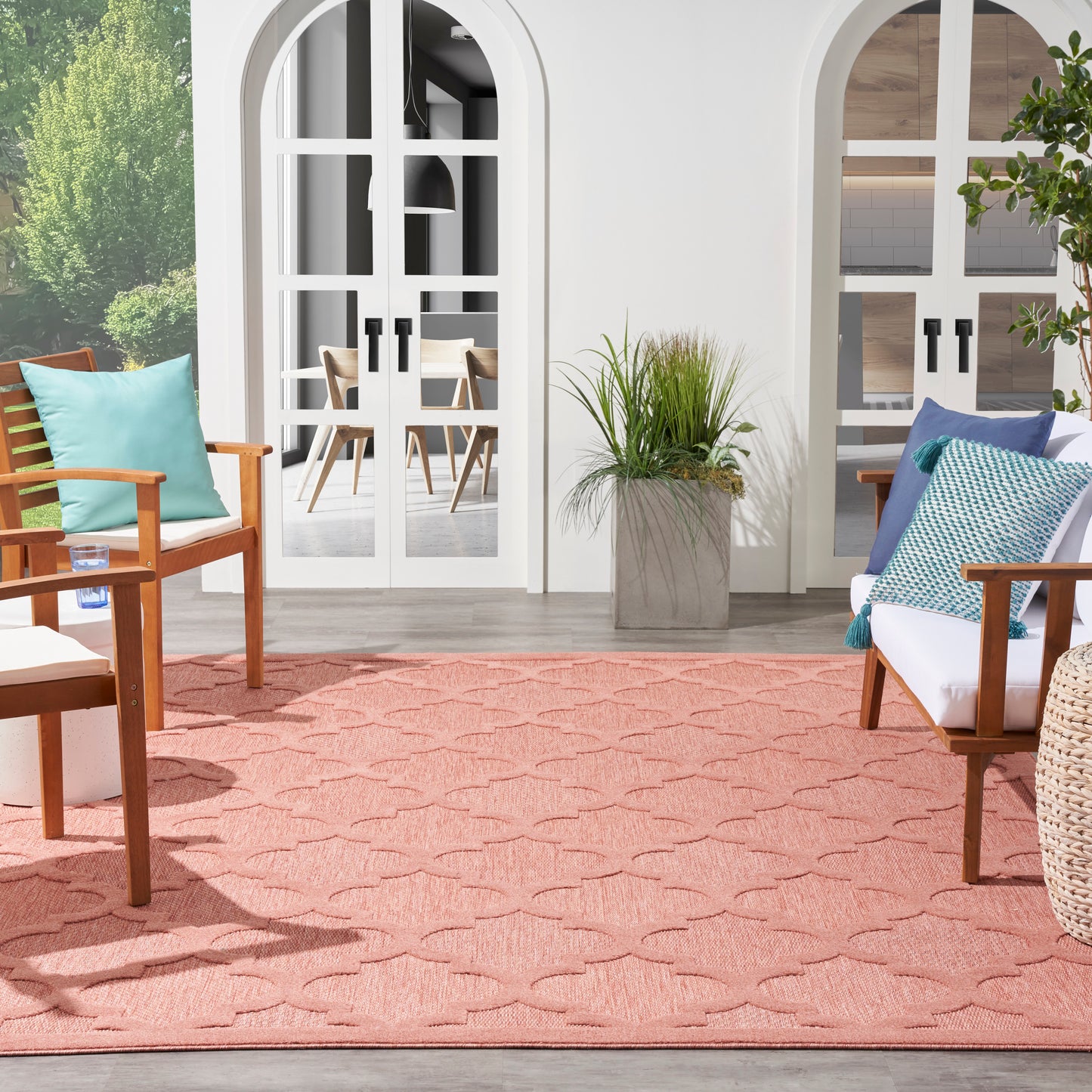 Nourison Easy Care 9' x 12' Coral Orange Modern Rug