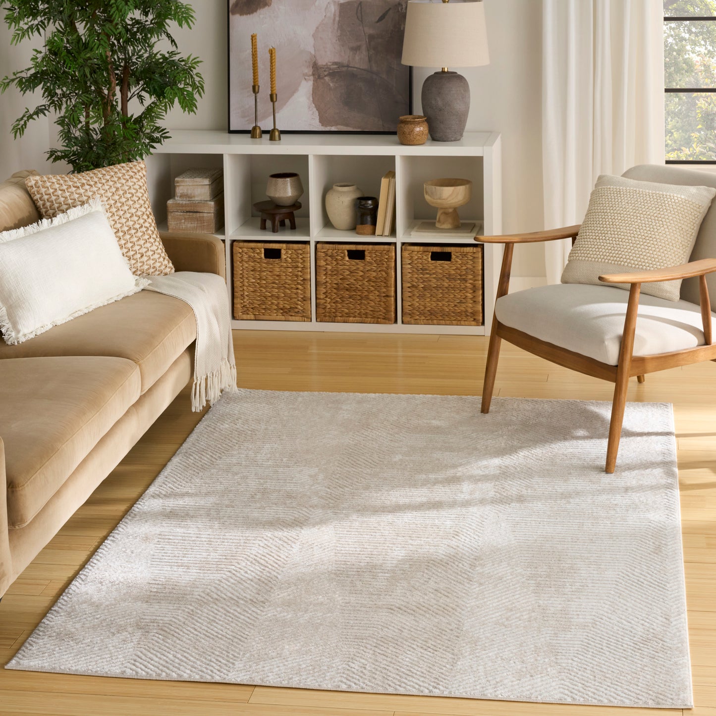 Nourison Dekor 5'3" x 7' Ivory Beige Modern Indoor Rug