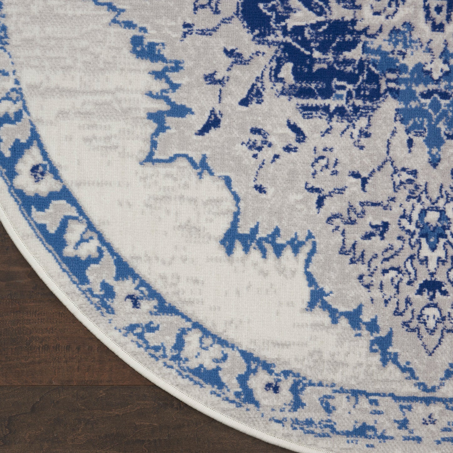 Nourison Whimsicle 5' x Round Ivory Blue Bohemian Indoor Rug