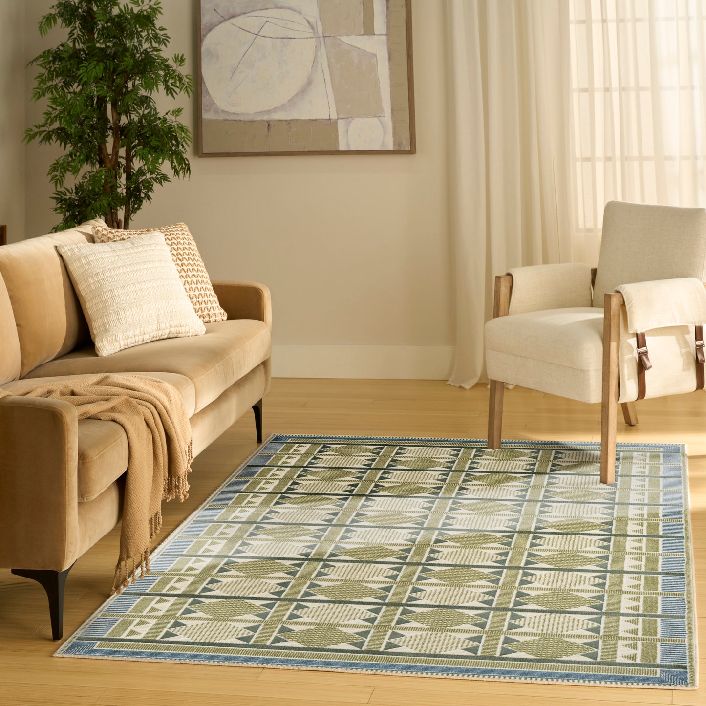 Nourison Nordic 4' x 6' Green Blue Modern Indoor Rug