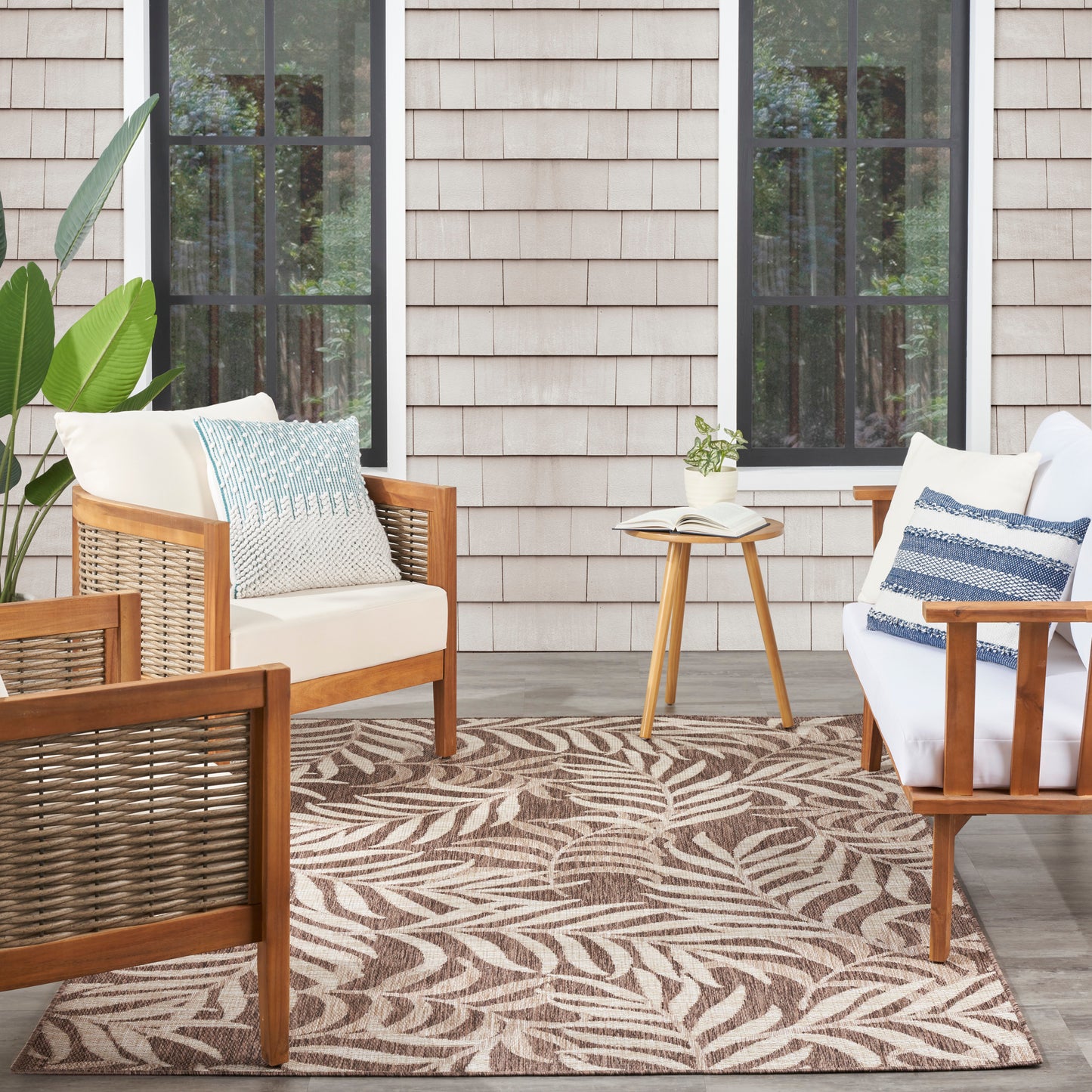 Nourison Garden Oasis 10' x 14' Mocha Tropical Rug