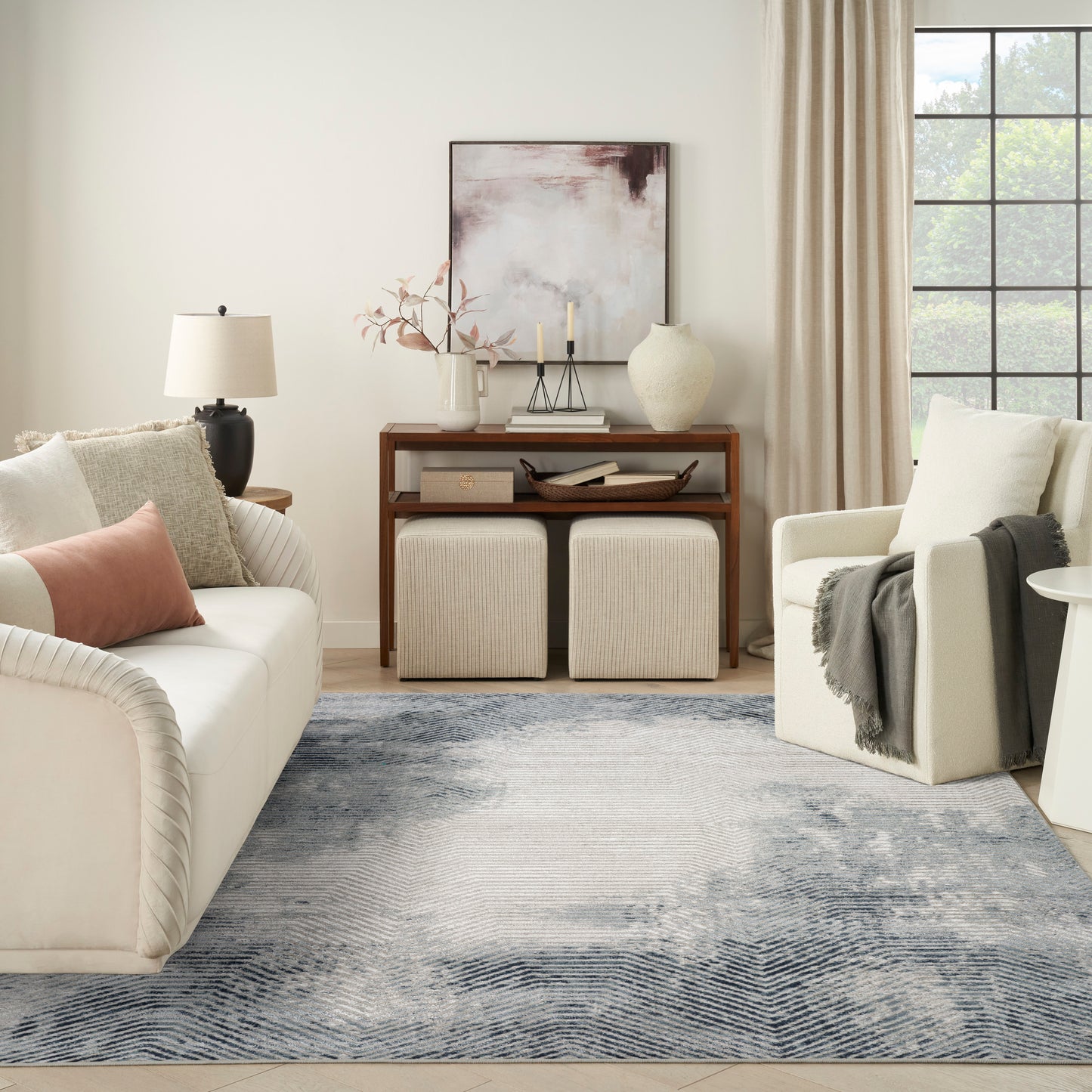 Nourison Dekor 7'10" x 9'10" Grey Navy Modern Indoor Rug