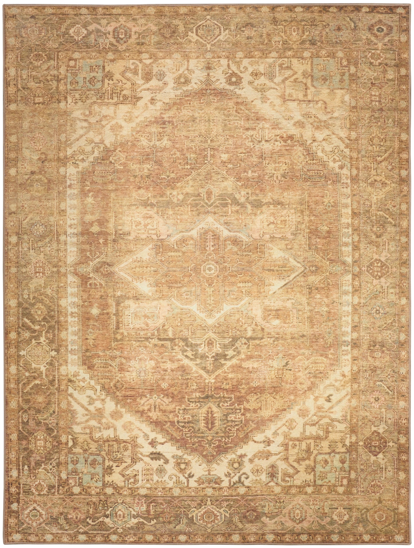 Nourison Vintage Washables 9' x 12' Gold Vintage Indoor Rug