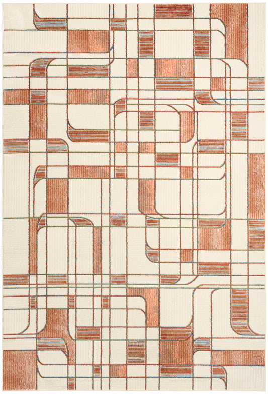 Nourison Nordic 4' x 6' Ivory Rust Mid-Century Modern Indoor Rug